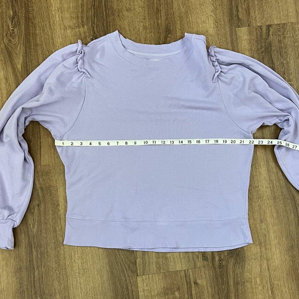Marie Oliver Cappie Lavender Ruffled Shoulder French Terry Pima Cotton Sz L - Picture 8 of 11
